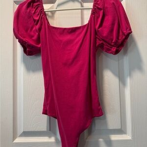 Elegant Pink Puff Sleeve Women's Top